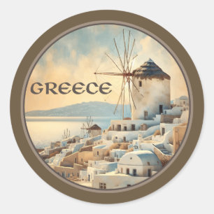 Adesivo Moinhos de Vento de Mykonos na Grécia