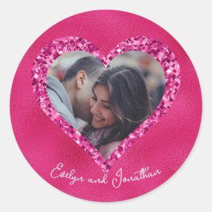 Adesivo Moldura de Coração Foto Personalizada Rosa Quente