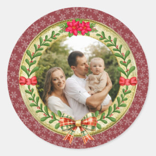 Adesivo Moldura de Imagem Personalizada e Coroa de Natal