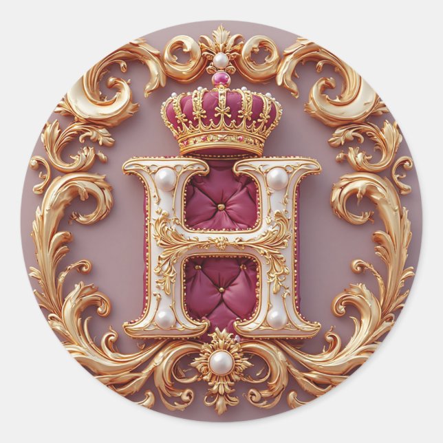 Adesivo Moldura de Ouro Luxuosa Com Monograma Coronado (Frente)