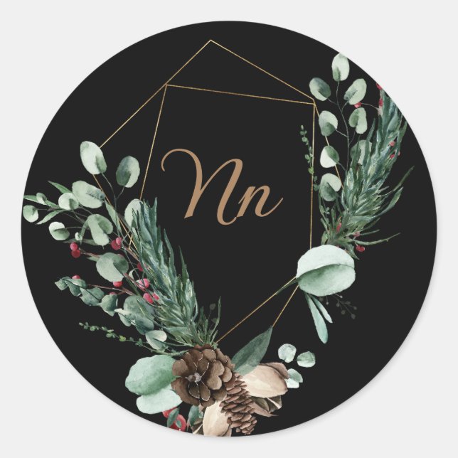 Adesivo Moldura de ouro personalizável com monograma ramo  (Frente)