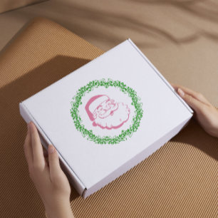 Adesivo Moldura de Papai Noel rosa vintage por um Natal de