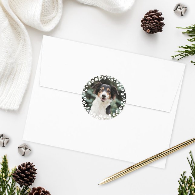 Adesivo Moldura de Pegadas e Corações Foto de Pet Personal (Criador carregado)