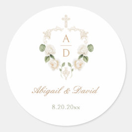 Adesivo Moldura de Rosas Brancas Casamento Religioso