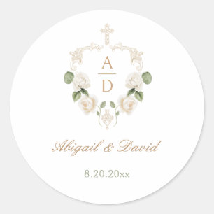 Adesivo Moldura de Rosas Brancas Casamento Religioso
