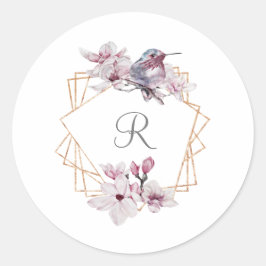 Adesivo Moldura Dourada de Magnólias Brancas Rosa Monogram