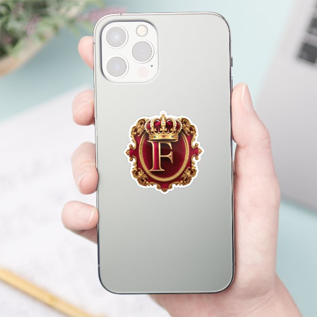 Adesivo Moldura Dourada Luxuosa Com Monograma Coroado (Telefone)