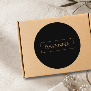 Adesivo Moldura Dourada Nome Personalizado Preto Profundo 