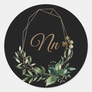 Adesivo Moldura dourada personalizável Monogram com ramo v