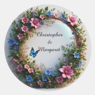 Adesivo Moldura Floral de Casamento com Flores Coloridas