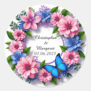 Adesivo Moldura Floral de Casamento com Flores Coloridas
