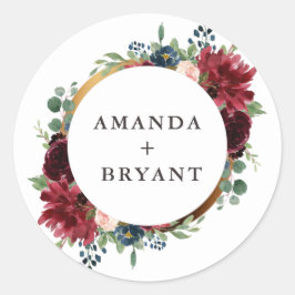 Adesivo Moldura floral de ouro borgonha