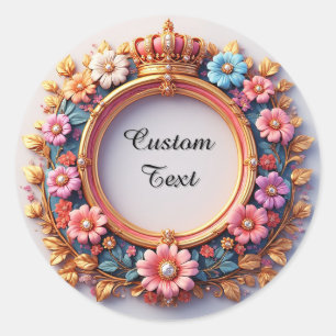 Adesivo Moldura Floral Ornamentada Com Coroa Joalhada