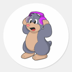 Adesivo Mole at Music com fone de ouvido