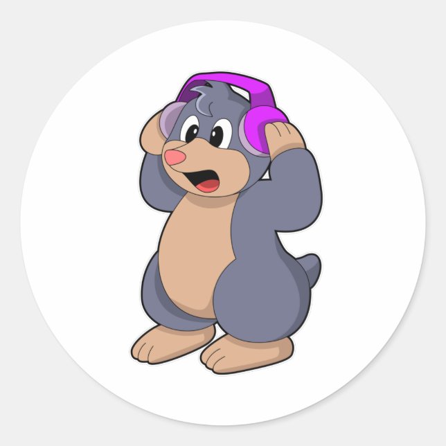 Adesivo Mole at Music com fone de ouvido (Frente)