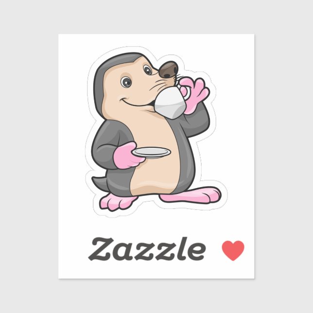 Adesivo Mole com Taça de Café e Saucer (Folha)