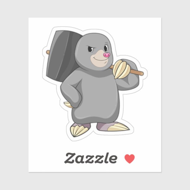 Adesivo Mole como Handyman com Hammer (Folha)