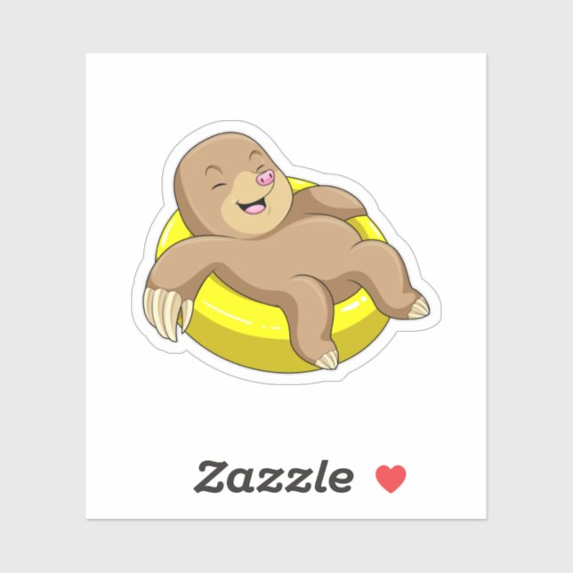 Adesivo Mole Nadando com Lifebuoy (Folha)