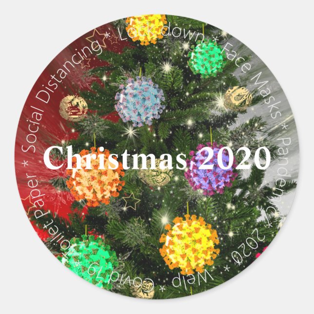 Adesivo Molécula de bacalhau do Natal de 2020, com nomes (Frente)