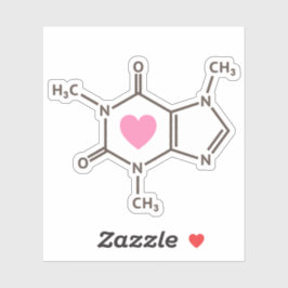 Adesivo Molécula de café com estrutura molecular com coraç