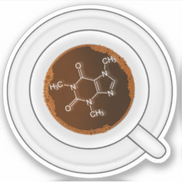Adesivo Molécula de Cafeína (Estrutura) Xícara de Café