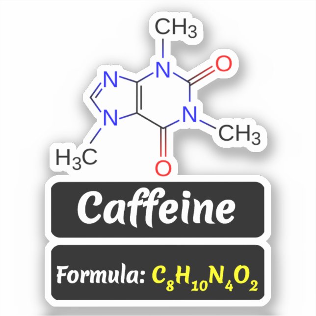 Adesivo Molécula de Cafeína (Fórmula de Estrutura Química) (Frente)