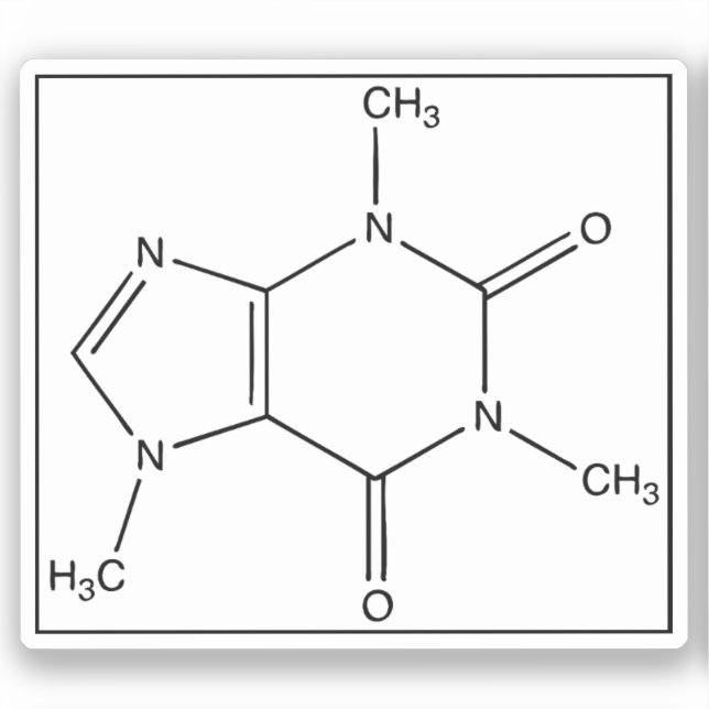 Adesivo Molécula de Cafeína (Fórmula Química) (Frente)