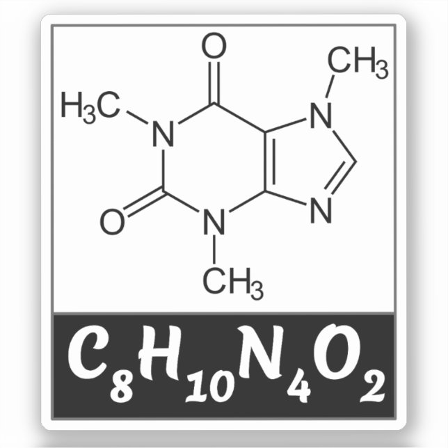 Adesivo Molécula de Cafeína (Fórmula Química C8H10N4O2) (Frente)