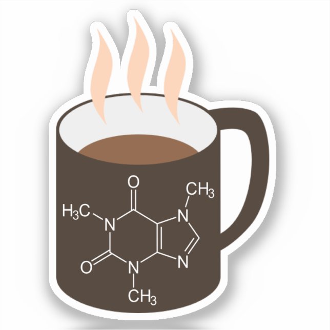 Adesivo Molécula de Cafeína (Fórmula Química) Café Engraça (Frente)
