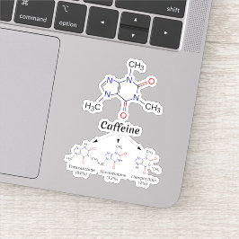 Adesivo Molécula de Cafeína (Química Café Átomos) Estudant