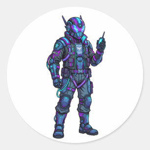 Adesivo Moletom Gráfico com Mecha de Piloto Cibernético Fu