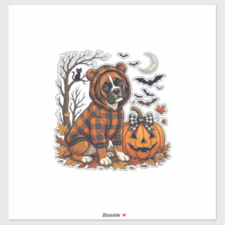 Adesivo Moletom Xadrez Cachorro Boxer Abóbora de Halloween