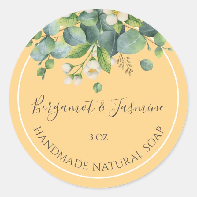 Adesivo Molheta Floral Bergamot e Jasmine feitos à mão (Frente)