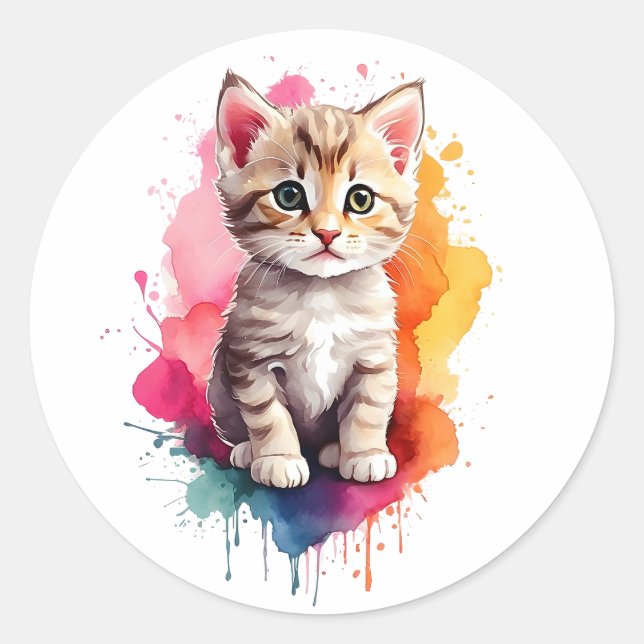 Adesivo Molho De Água, Gatinho De Arte Gato De Gato (Frente)
