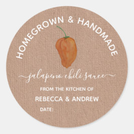 Adesivo Molho de Chili de Jalapeno Caseiro e Feito à Mão e