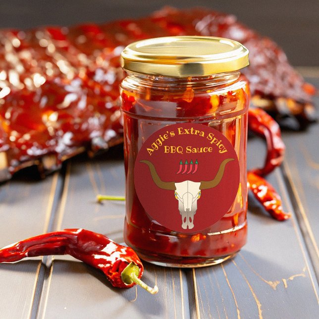 Adesivo Molho de CHURRASCO Crânio de Vaca Flaming (Criador carregado)