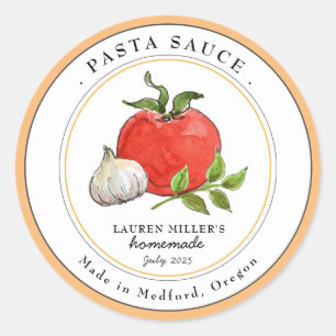 Adesivo Molho de pasta de tomate alho aquarela 
