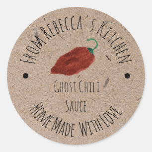 Adesivo Molho de Pimenta Ghost Caseira em Papel Kraft