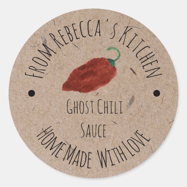 Adesivo Molho de Pimenta Ghost Caseira em Papel Kraft  (Frente)