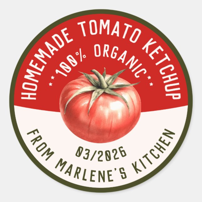 Adesivo Molho de tomate caseiro com duas cores (Frente)