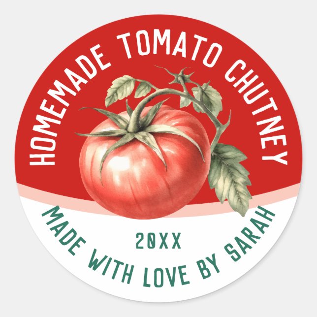Adesivo Molho de tomate caseiro comestível com tomate verm (Frente)