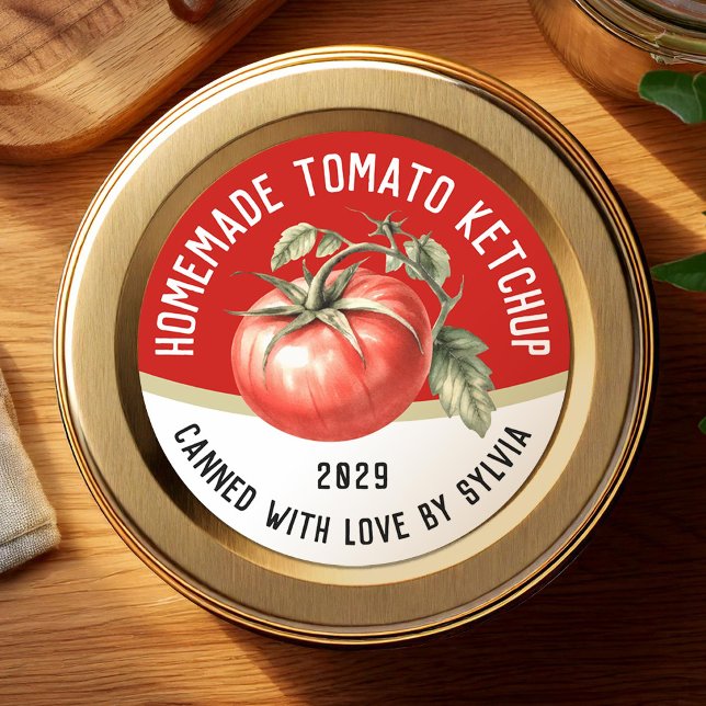 Adesivo Molho de Tomate Caseiro Editável com tomate vermel (Criador carregado)