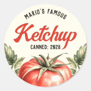 Adesivo Molho de tomate caseiro em estilo vintage para enl