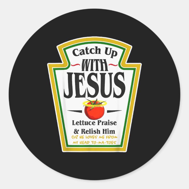 Adesivo Molho de Tomate com Jesus Piada Cristã Engraçada R (Frente)