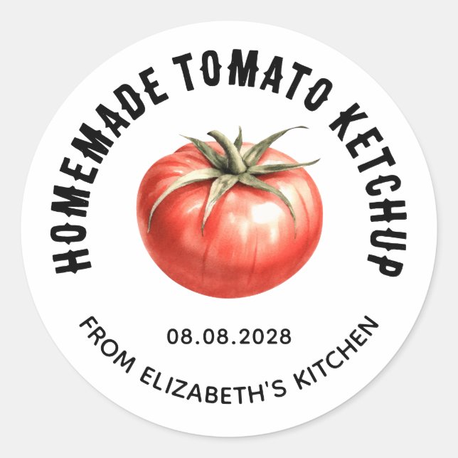 Adesivo Molho de tomate preservado com tomate de aguarela (Frente)