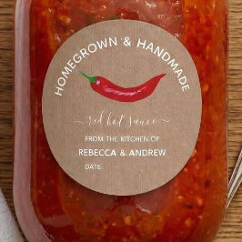 Adesivo Molho Picante Kraft Caseiro e Feito à Mão Pote de 