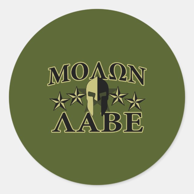 Adesivo Molon Labe Spartan 5 estrelas Olive Green (Frente)