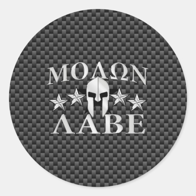 Adesivo Molon Labe Spartan Warrior 5 estrelas Carbono (Frente)