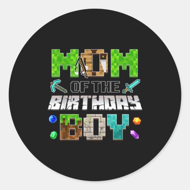 Adesivo Mom Of The Birthday Boy Funny Gaming Birthday Xel  (Frente)