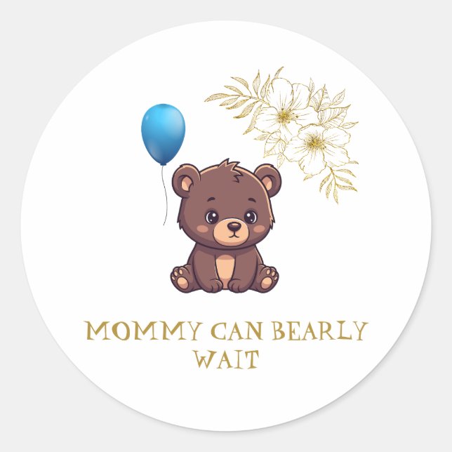 Adesivo MOMMY CAN BEARLY WAIT cute girl bearly Baby bodysu (Frente)
